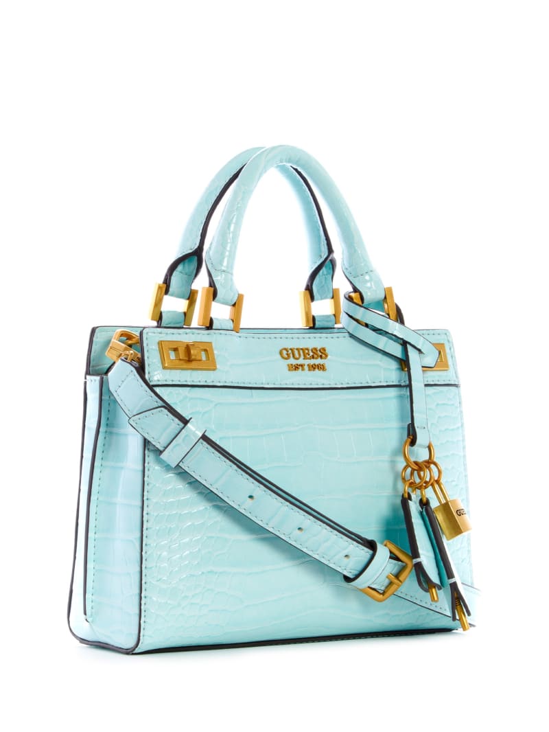 Turquoise Women's Guess Katey Croc Satchel Bags | 9201534-LG