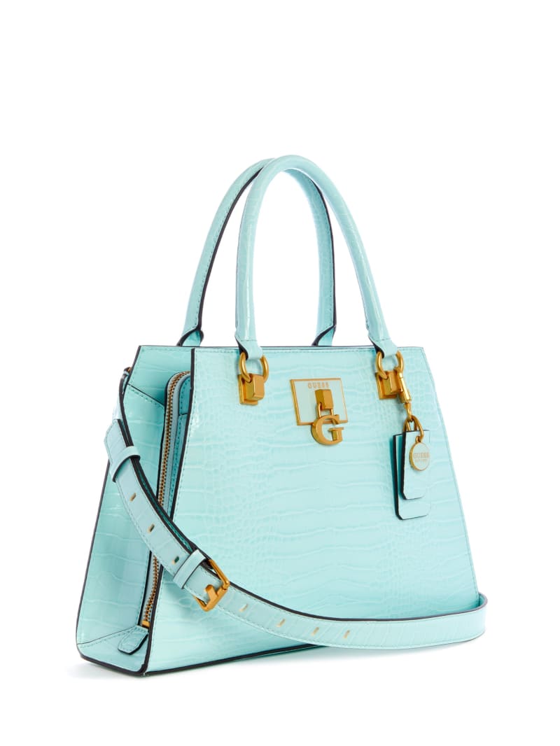 Turquoise Women's Guess Stephi Girlfriend Satchel Bags | 8159360-XW