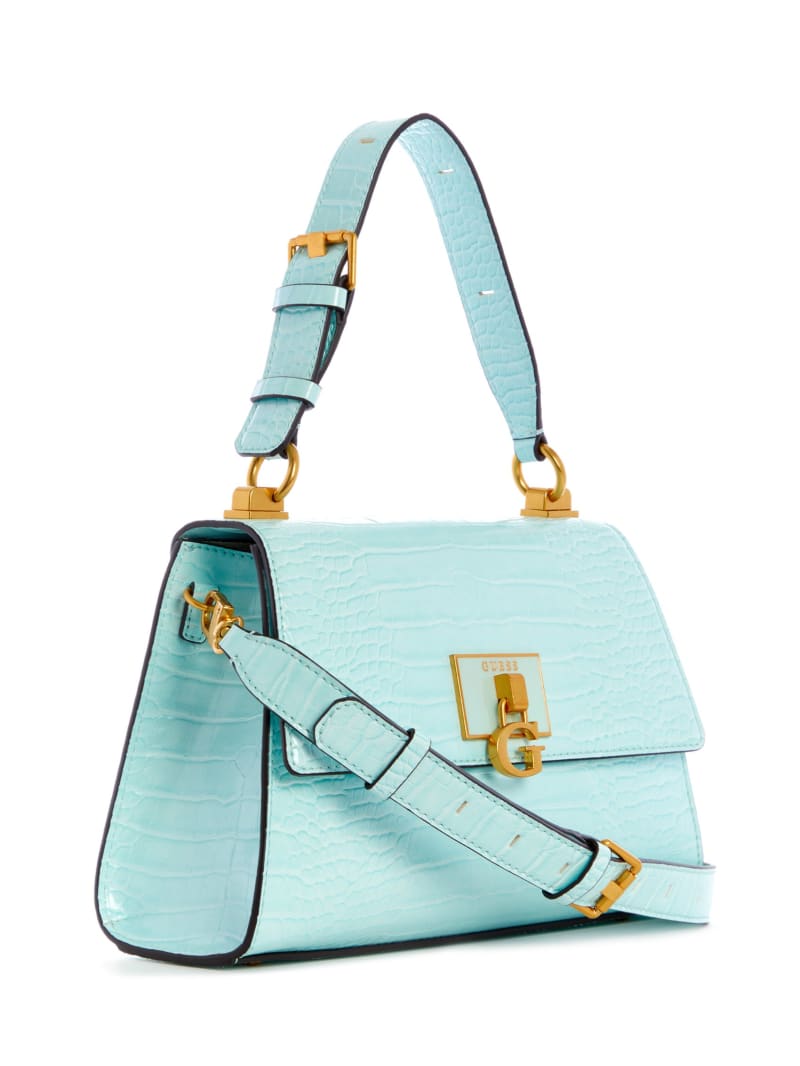 Turquoise Women's Guess Stephi-Handle Satchel Bags | 9286403-HO