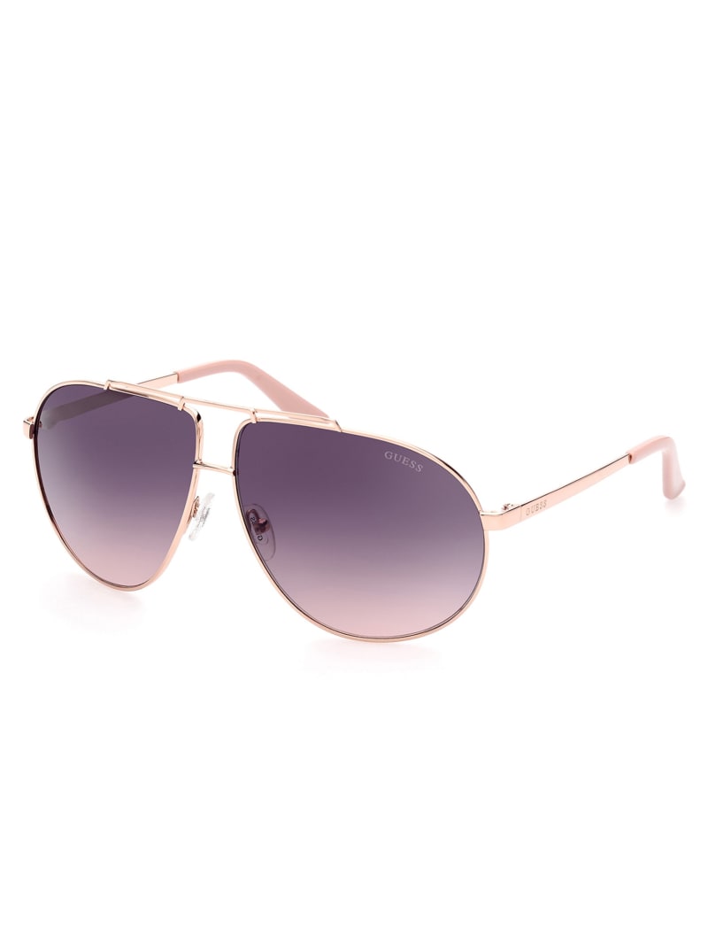 White / Gold Women's Guess Aviator Metal Sunglasses | 0543978-NT