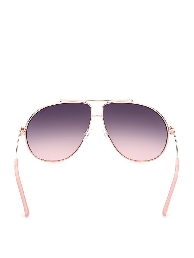 White / Gold Women's Guess Aviator Metal Sunglasses | 0543978-NT