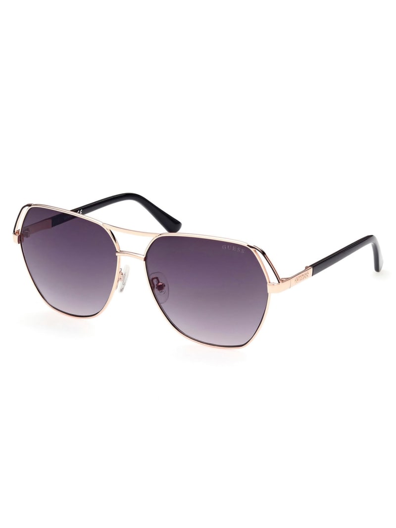 White / Gold Women's Guess Geometric Aviator Sunglasses | 6739210-CK