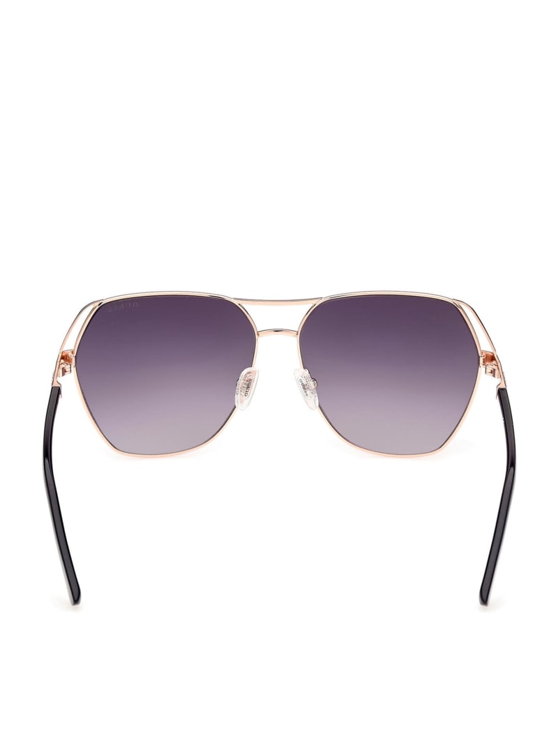 White / Gold Women's Guess Geometric Aviator Sunglasses | 6739210-CK