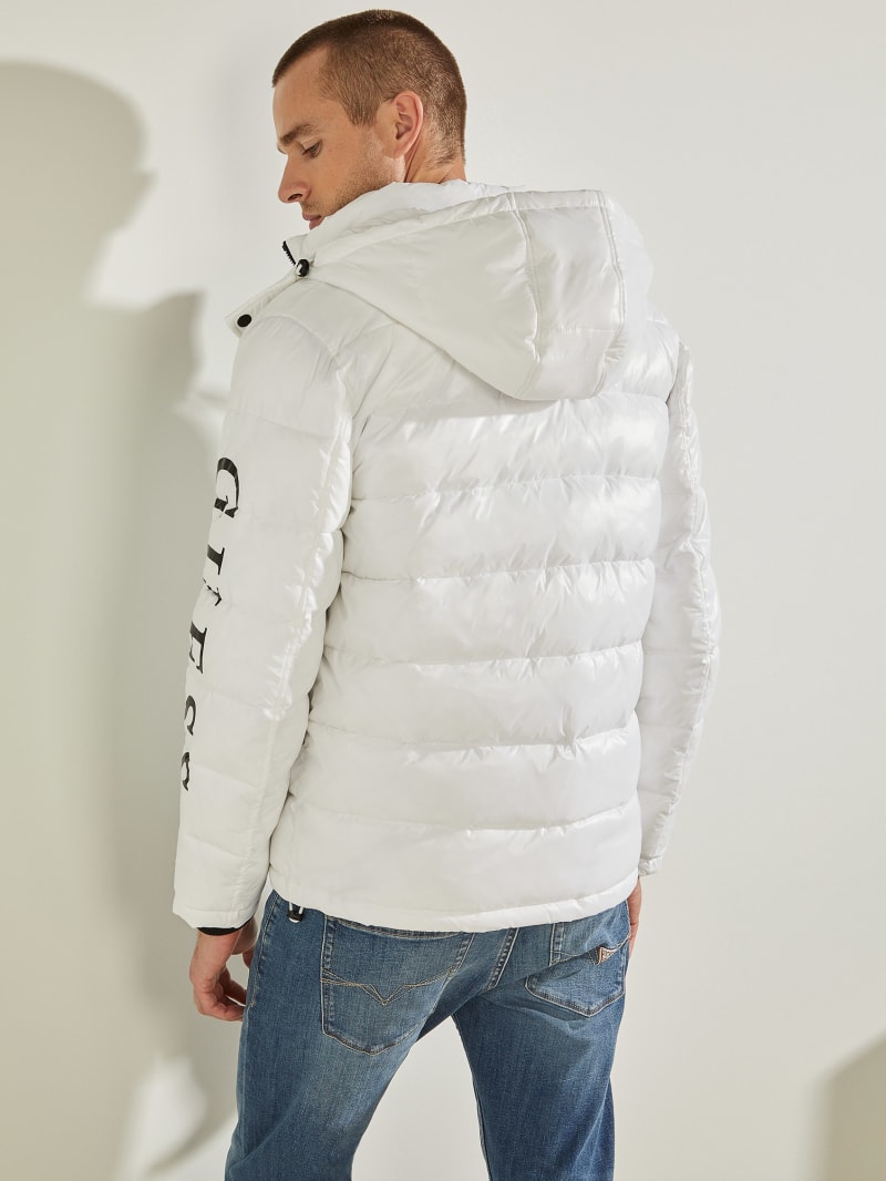 White Men's Guess Anthony Logo Puffer Jackets | 3418697-VE