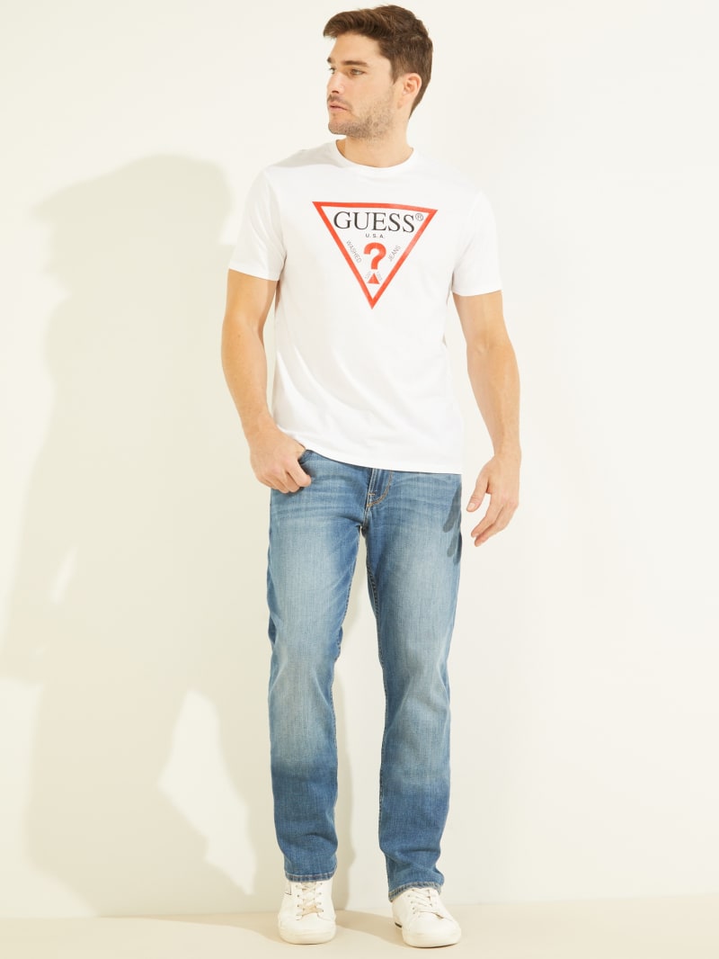 White Men's Guess Classic Logo Tee T Shirts | 0297634-UW