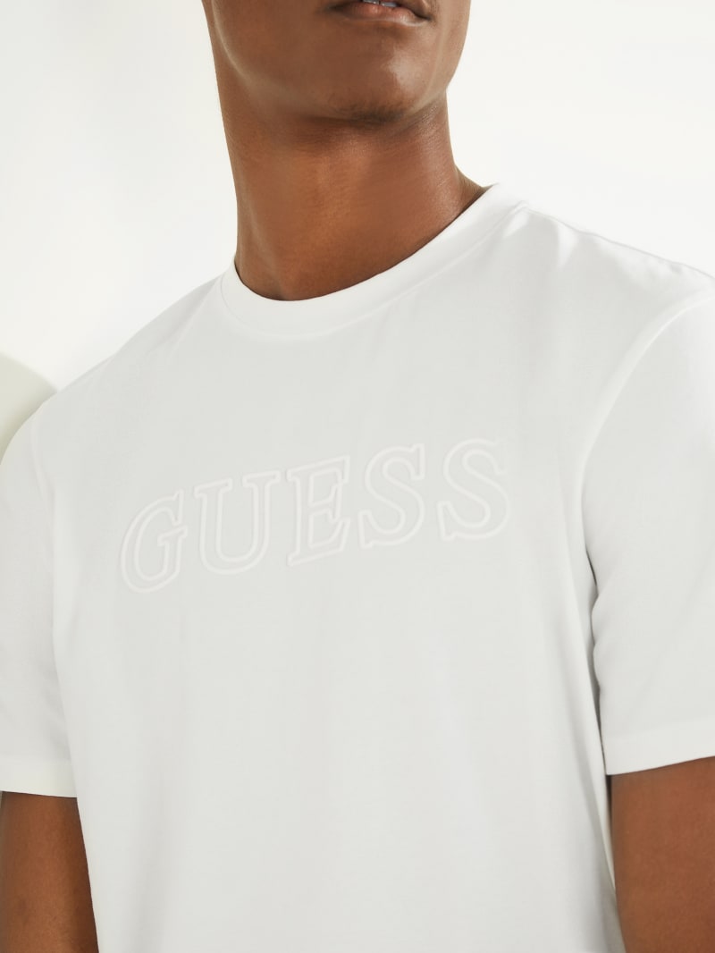 White Men's Guess Eco Alphy Tee T Shirts | 9837024-RD