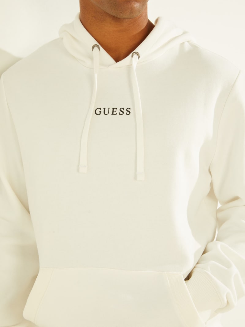 White Men's Guess Eco Roy Embroidered Logo Hoodie | 3958624-LK