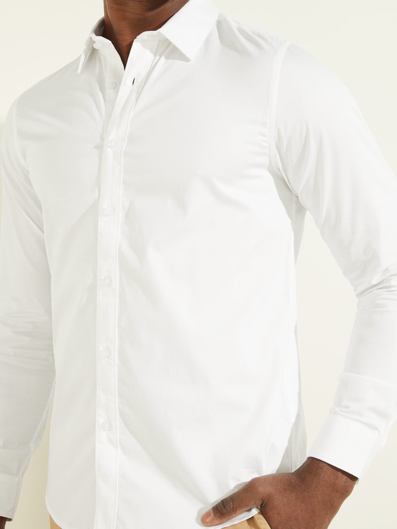 White Men's Guess Luxe Stretch Shirts | 0478691-UN