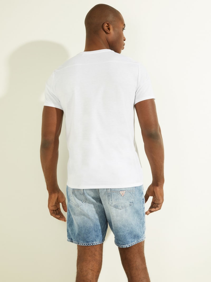 White Men's Guess Mason Yoke V-Neck Tee T Shirts | 0873512-AL