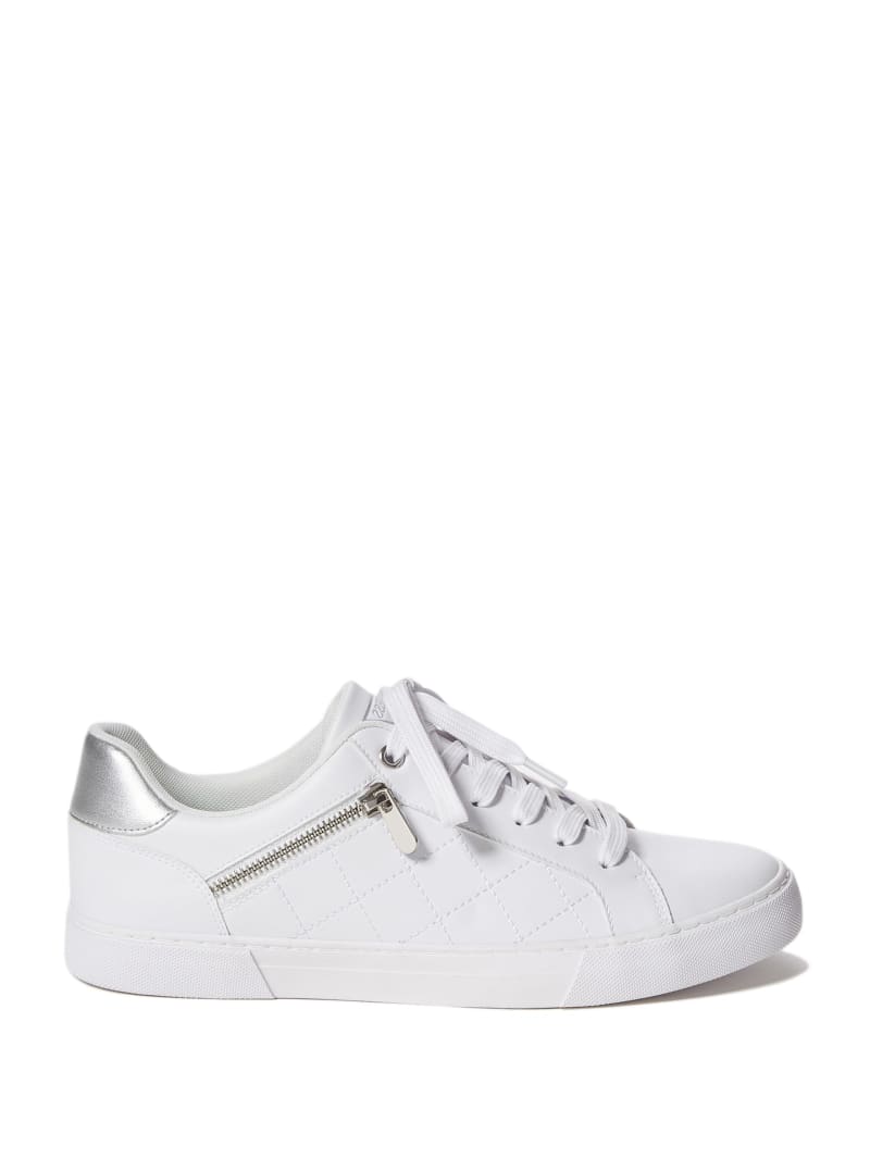 White Men's Guess Myran Zip Low-Top Sneakers | 3901425-KB