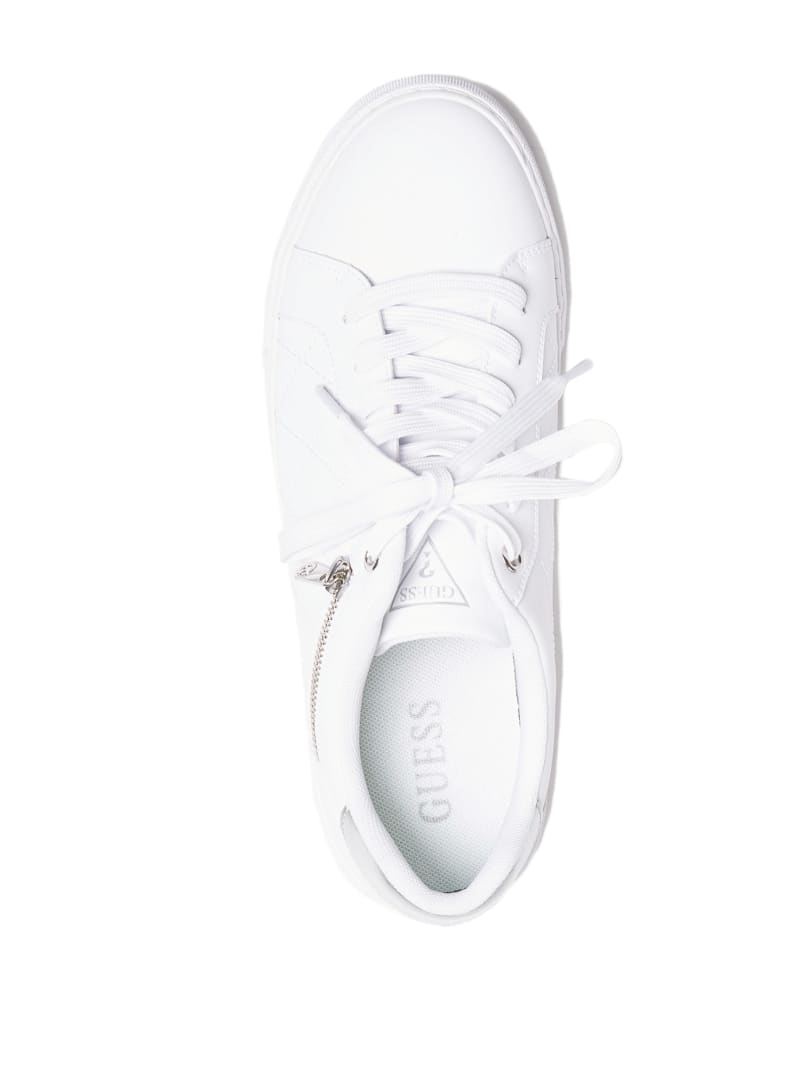 White Men's Guess Myran Zip Low-Top Sneakers | 3901425-KB