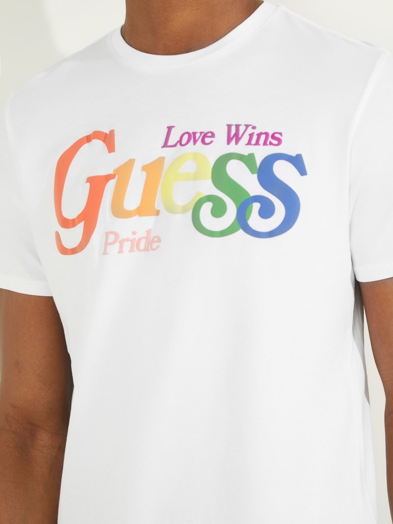 White Men's Guess Pride Logo Tee T Shirts | 4713208-HK