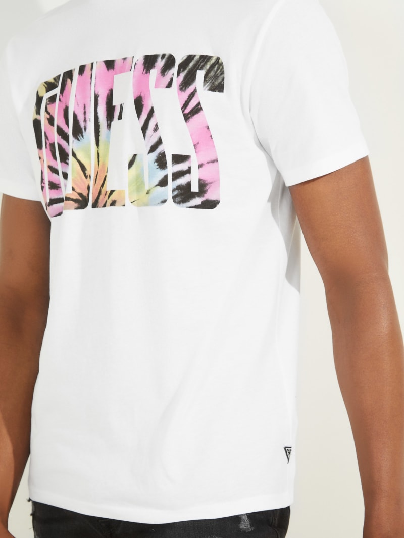 White Men's Guess Tie-Dye Logo Tee T Shirts | 9834752-SH