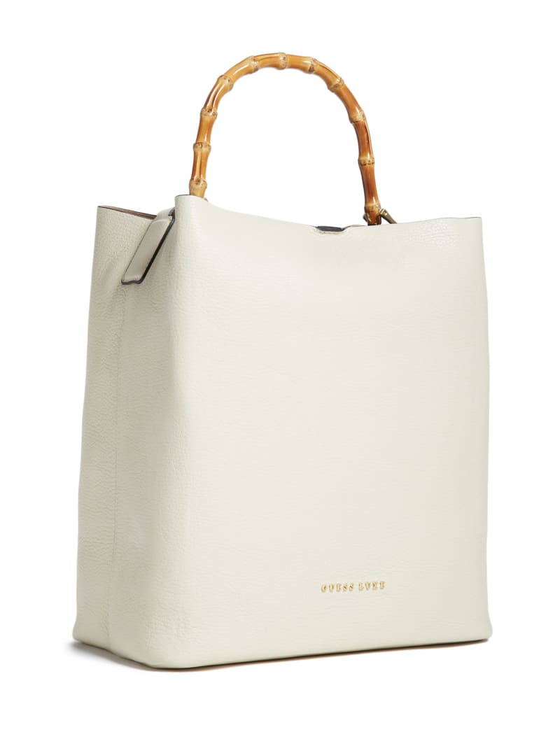 White Women's Guess Aida Leather Tote Bags | 1537208-TW