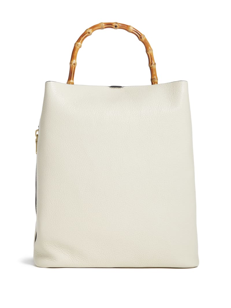 White Women's Guess Aida Leather Tote Bags | 1537208-TW