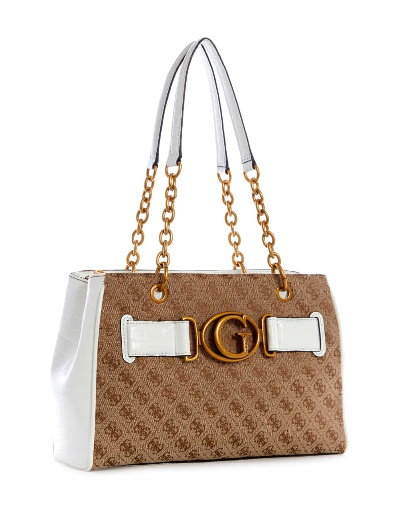 White Women's Guess Aviana Luxury Satchel Bags | 0496851-HU