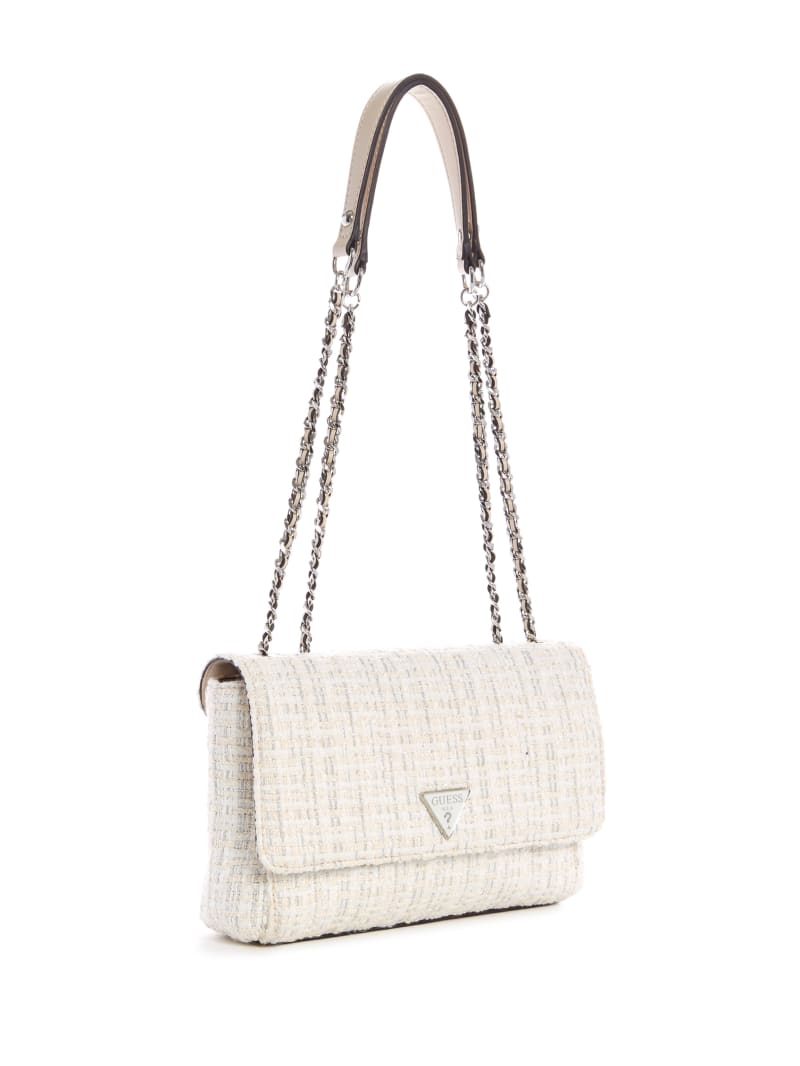 White Women's Guess Cessily Convertible Tweed Crossbody Bags | 4908157-HO