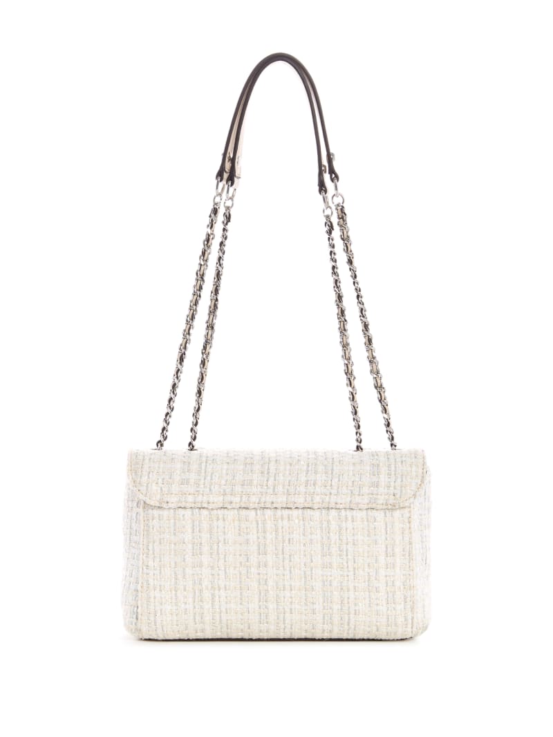 White Women's Guess Cessily Convertible Tweed Crossbody Bags | 4908157-HO