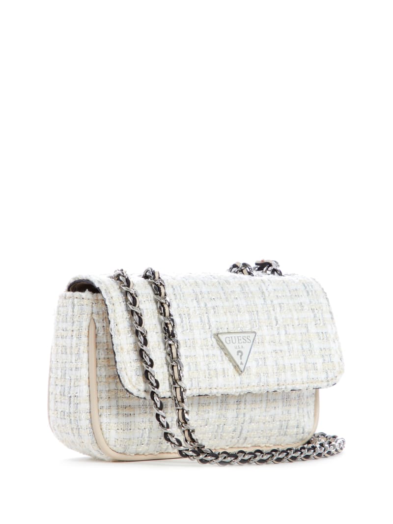 White Women's Guess Cessily Tweed Crossbody Bags | 6871952-AT