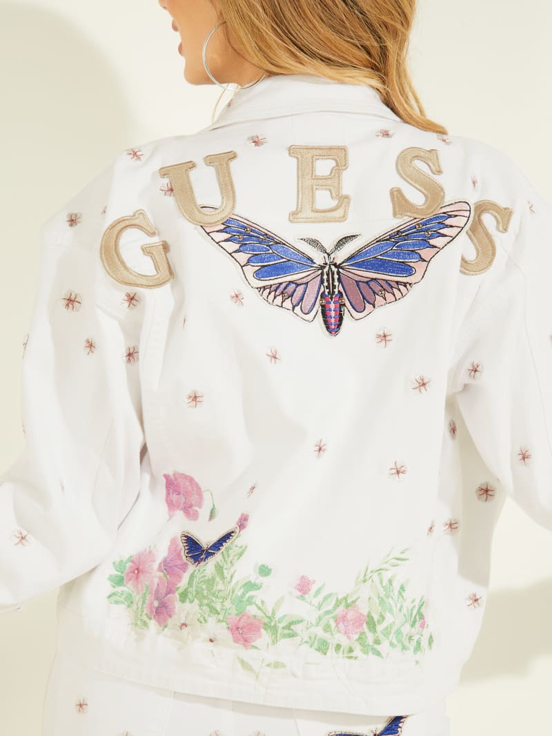 White Women's Guess Clara White Denim Jackets | 2165974-CS