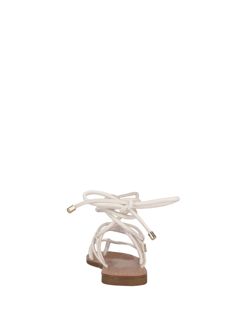 White Women's Guess Cristen Lace-Up Flat Sandals | 2584376-QI