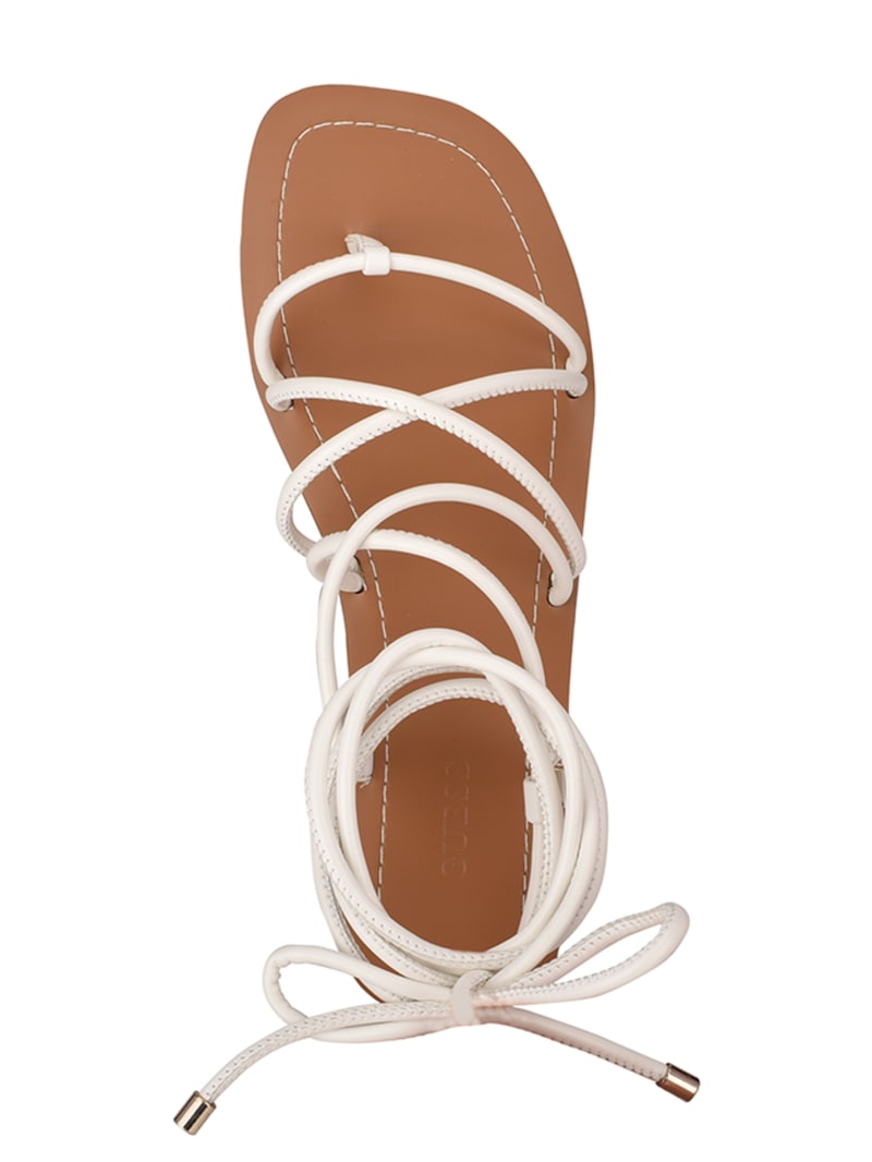 White Women's Guess Cristen Lace-Up Flat Sandals | 2584376-QI