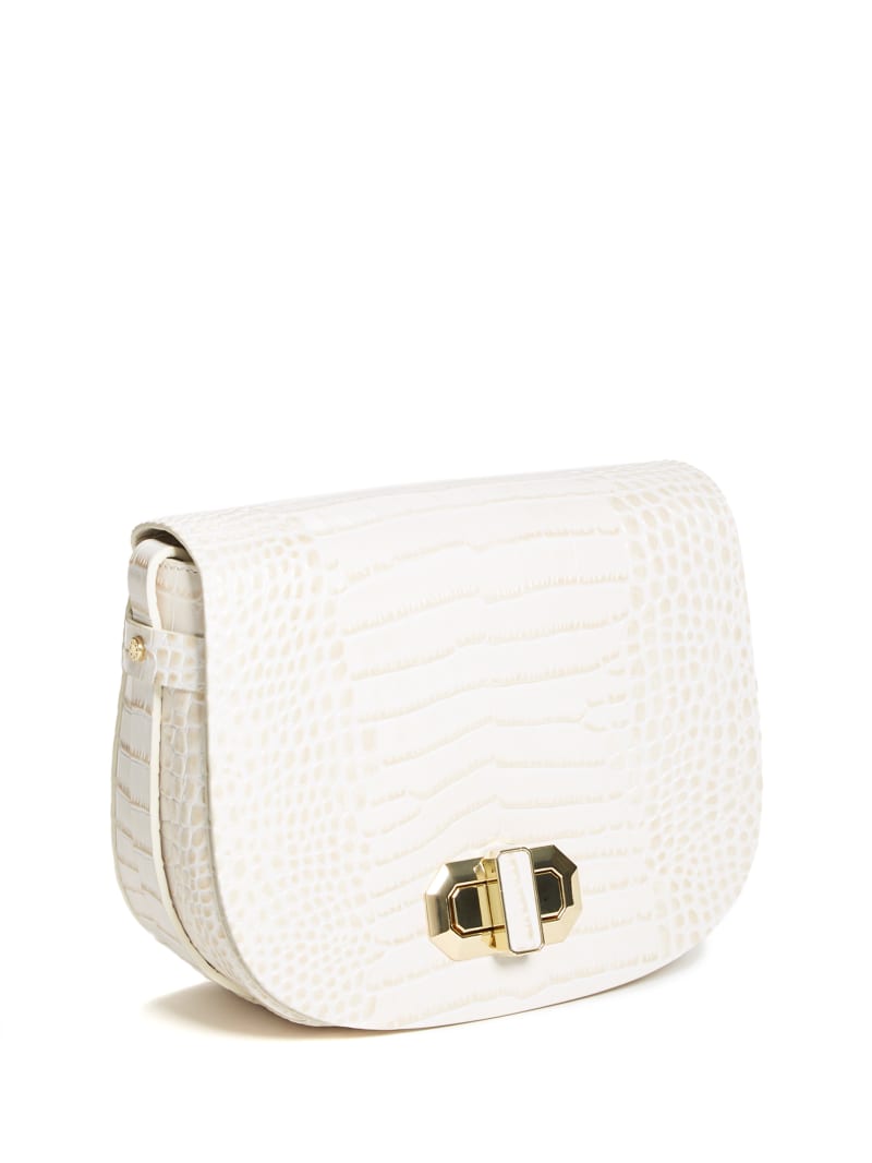 White Women's Guess Crocodile Saddle Handbag | 0835947-NZ