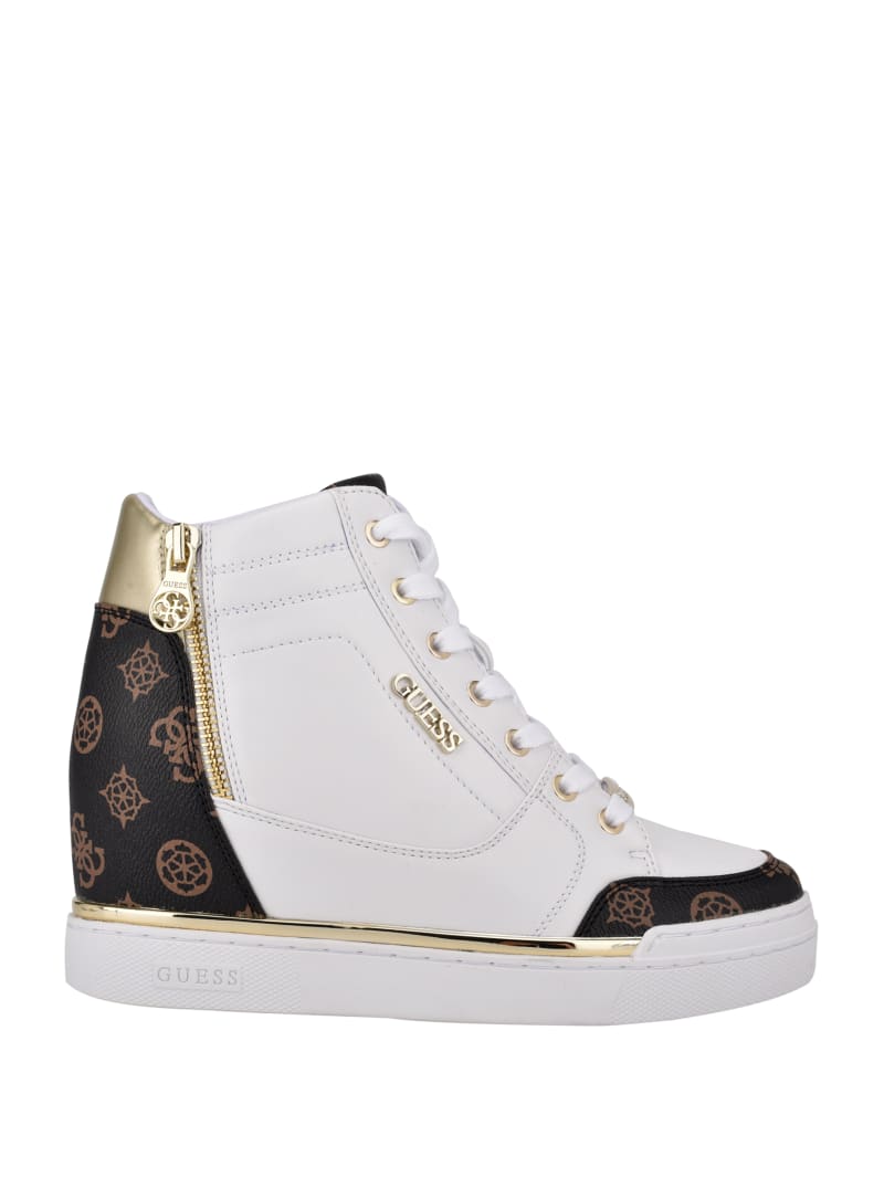 White Women's Guess Figz Logo Wedge Sneakers | 7954021-GX