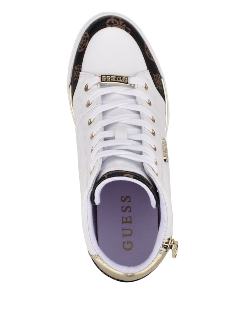 White Women's Guess Figz Logo Wedge Sneakers | 7954021-GX