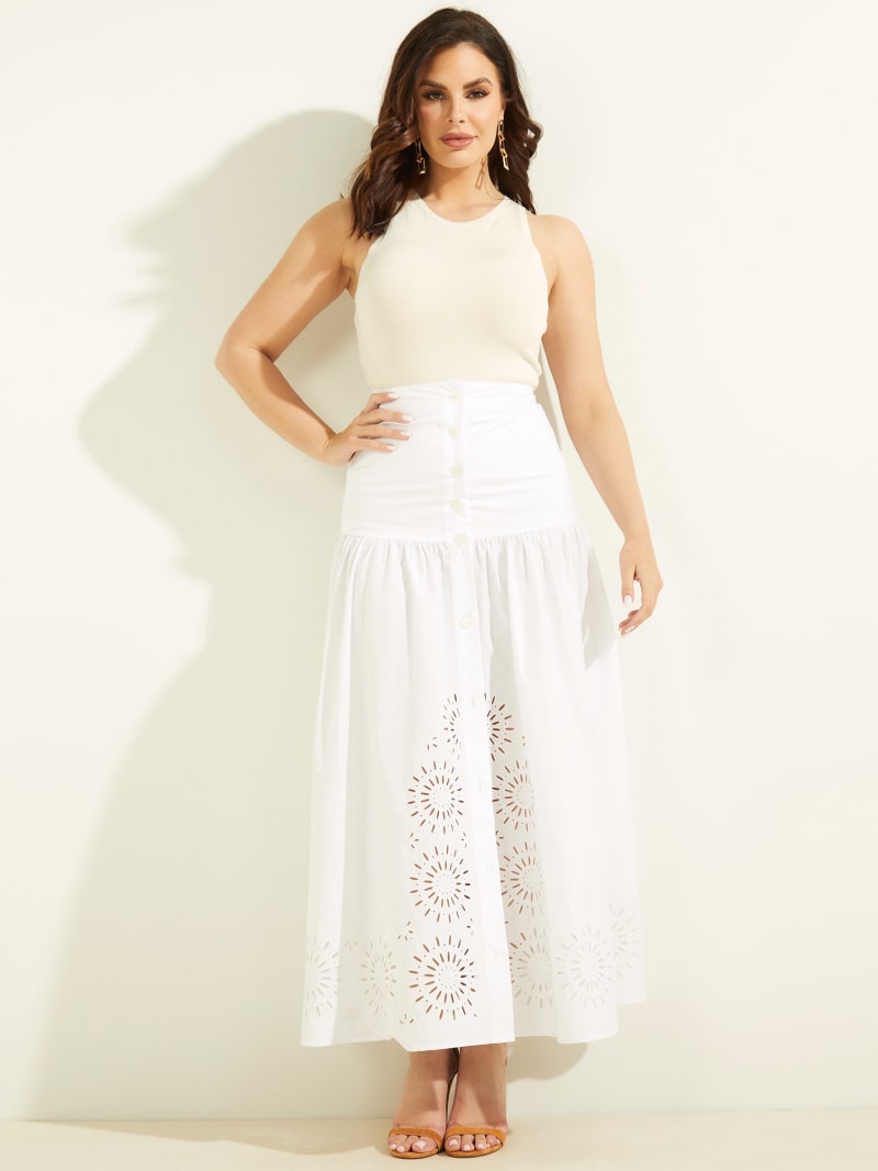 White Women's Guess Kaia Poplin Maxi Dress | 5420187-PS