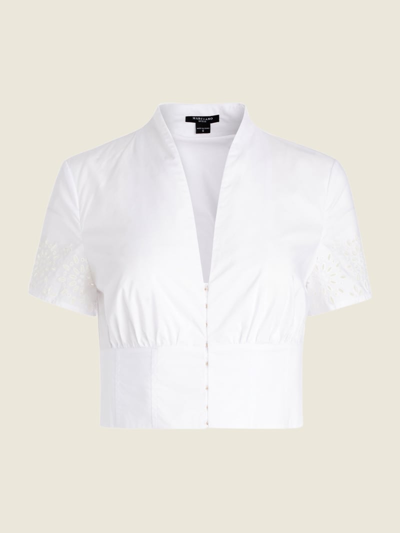 White Women's Guess Kaia Poplin Tops | 0532689-HL