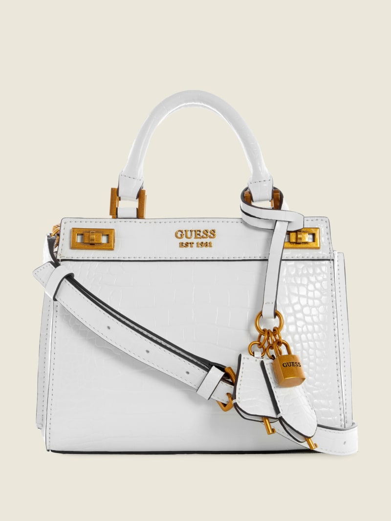 White Women\'s Guess Katie Croc Satchel Bags | 3028756-MV