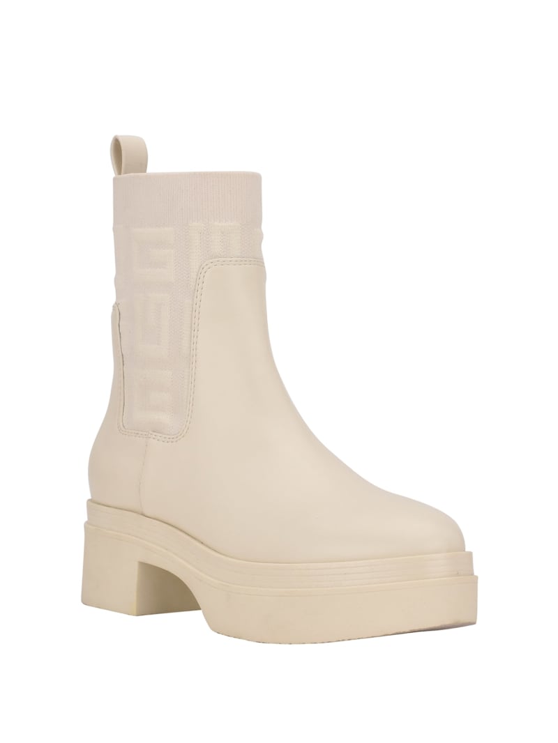 White Women\'s Guess Keanna Logo Knit Chelsea Boots | 8604957-GK