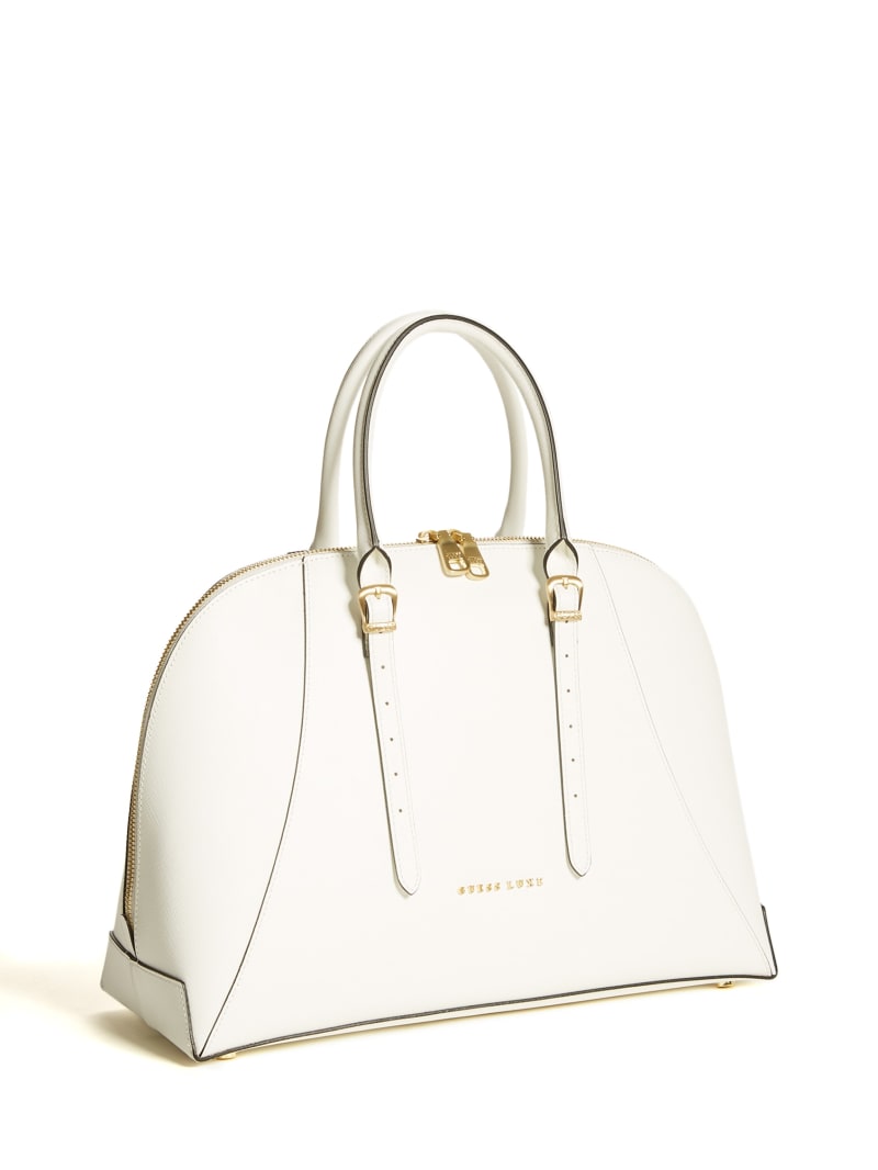 White Women's Guess Lady Luxe Dome Satchel Bags | 8603975-WQ