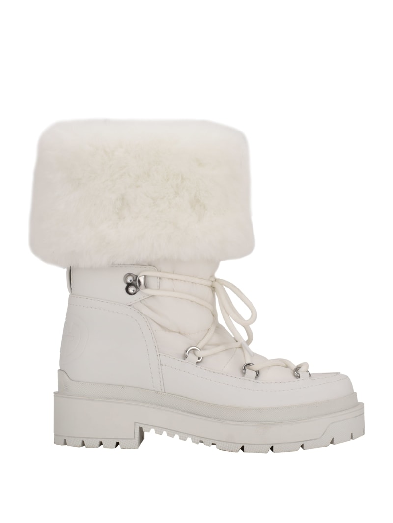 White Women's Guess Larya Faux-Fur Snow Boots | 0483695-LW