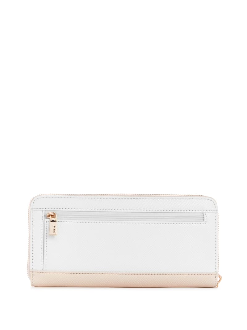 White Women's Guess Laurel Large Zip-Around Wallets | 5063124-AD