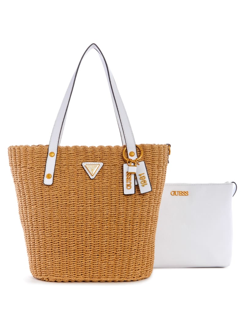 White Women's Guess Lilica Tote Bags | 9740153-BC