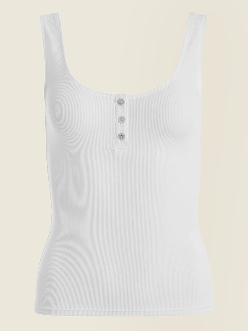 White Women's Guess Lyra Henley Tank Tops | 1592874-XB