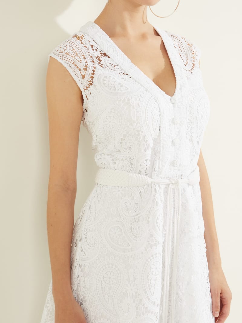 White Women's Guess Mykonos Dress | 6130498-ZH