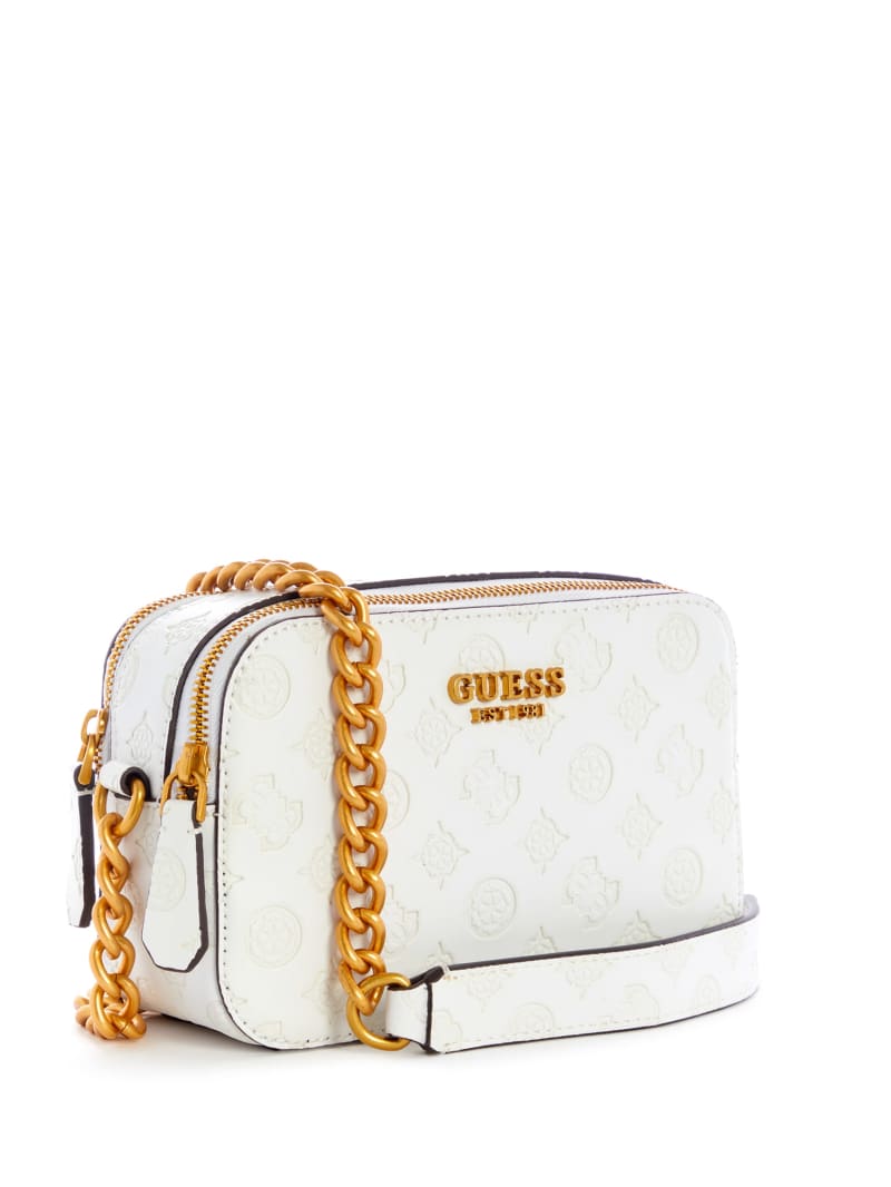 White Women's Guess Noelle Logo Camera Crossbody Bags | 8156230-QF