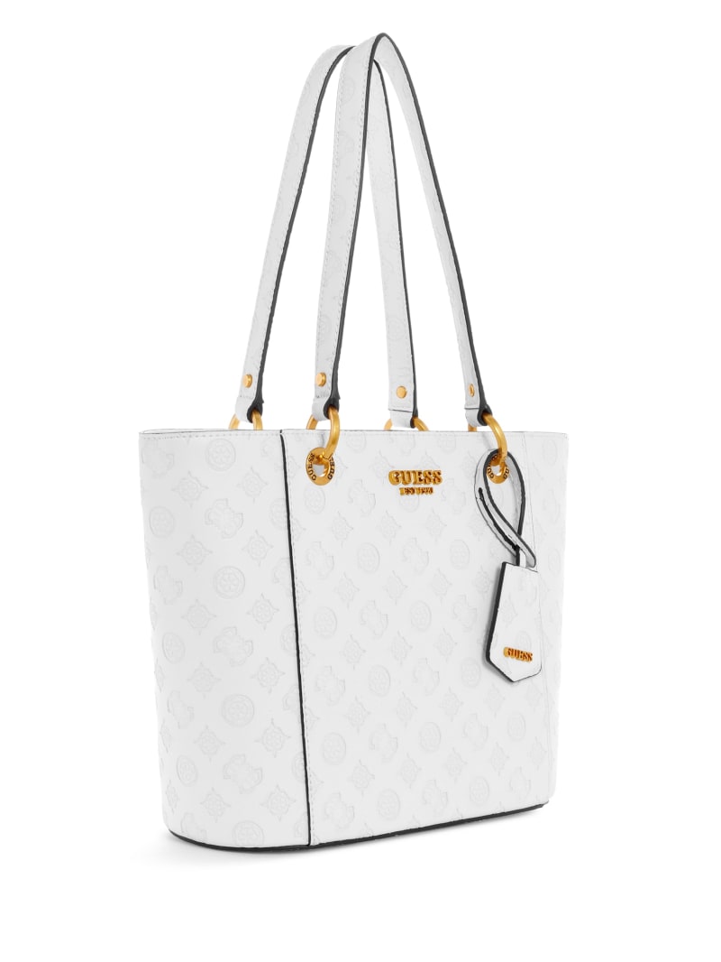 White Women's Guess Noelle Small Elite Tote Bags | 2576841-EL