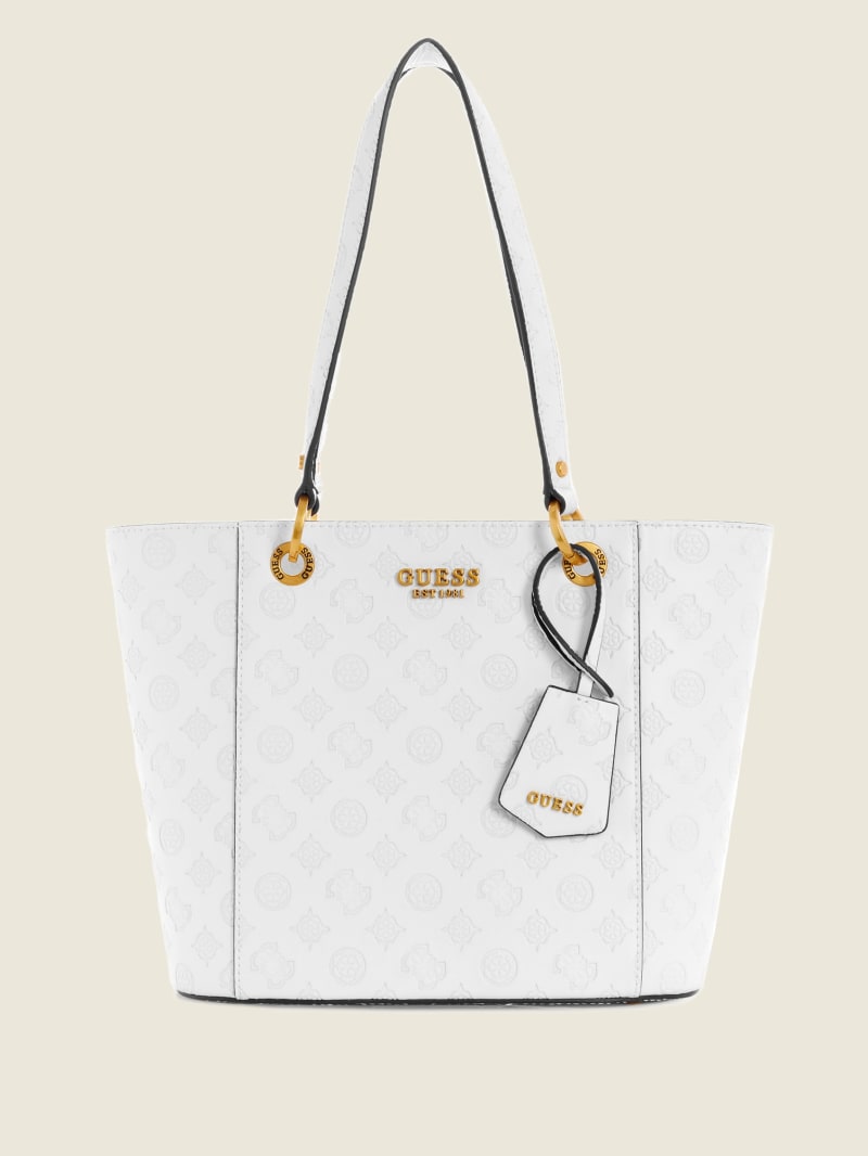 White Women\'s Guess Noelle Small Elite Tote Bags | 2576841-EL