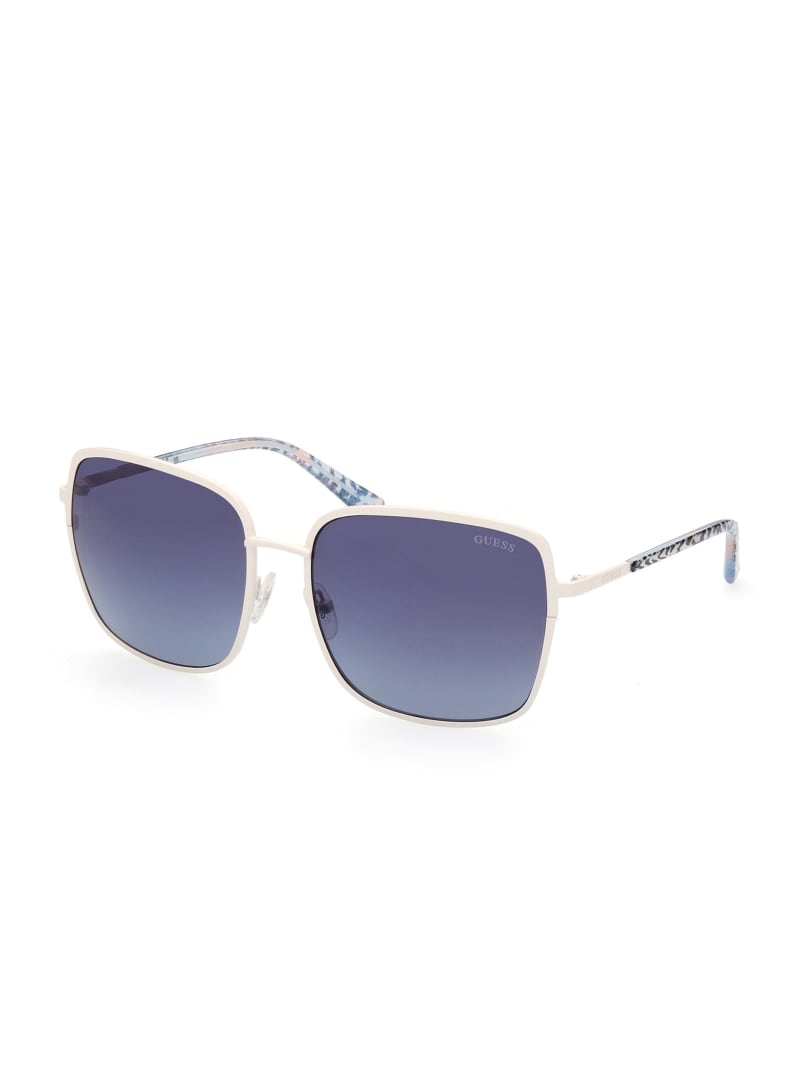 White Women's Guess Oversized Metal Square Sunglasses | 7095341-RN