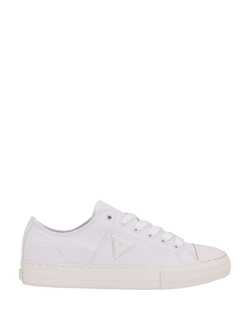 White Women's Guess Pranze Low-Top Canvas Sneakers | 5480213-BN