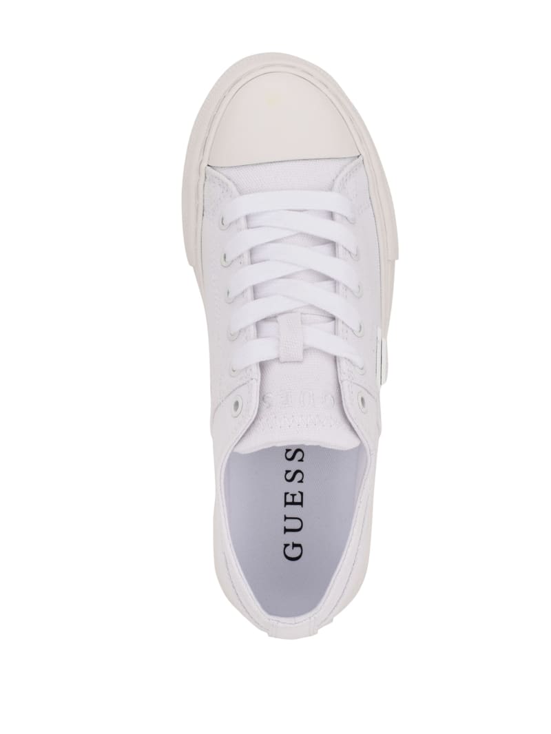 White Women's Guess Pranze Low-Top Canvas Sneakers | 5480213-BN