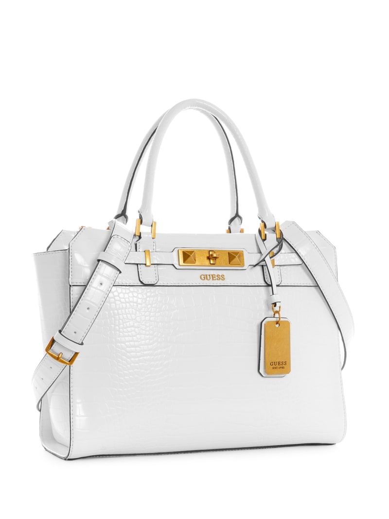 White Women's Guess Raffie Crocodile Crossbody Bags | 4291768-OT