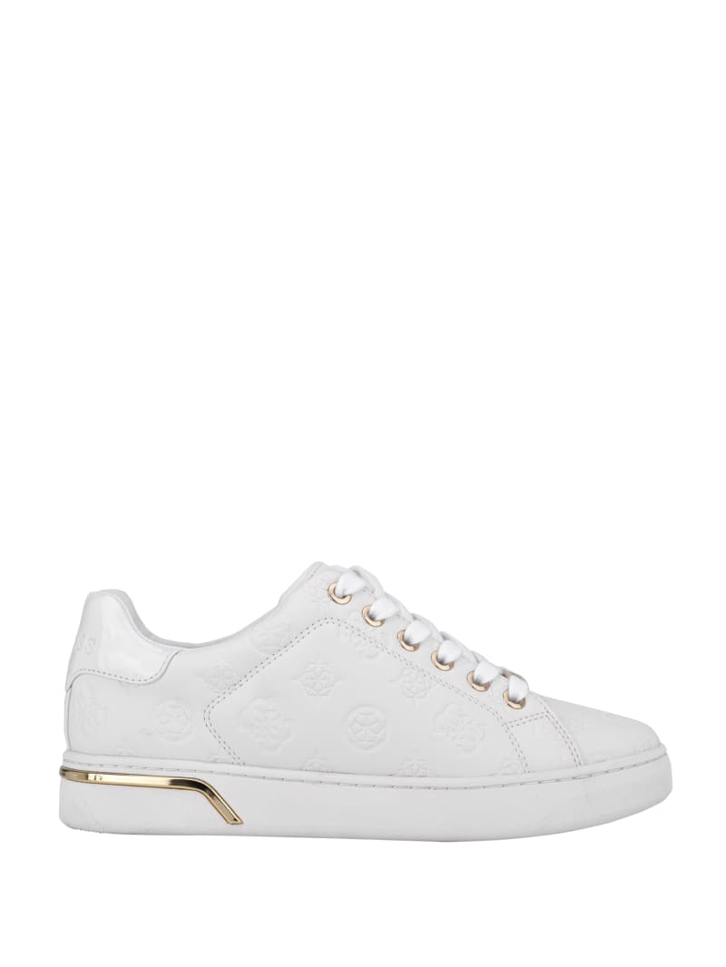 White Women's Guess Rollin Debossed Low-Top Sneakers | 7523809-NR