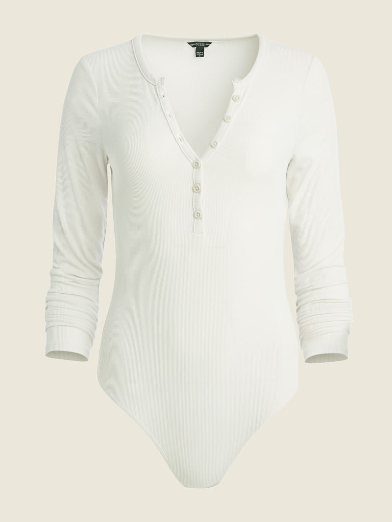 White Women's Guess Sharleen Henley Bodysuit Tops | 1706452-IH