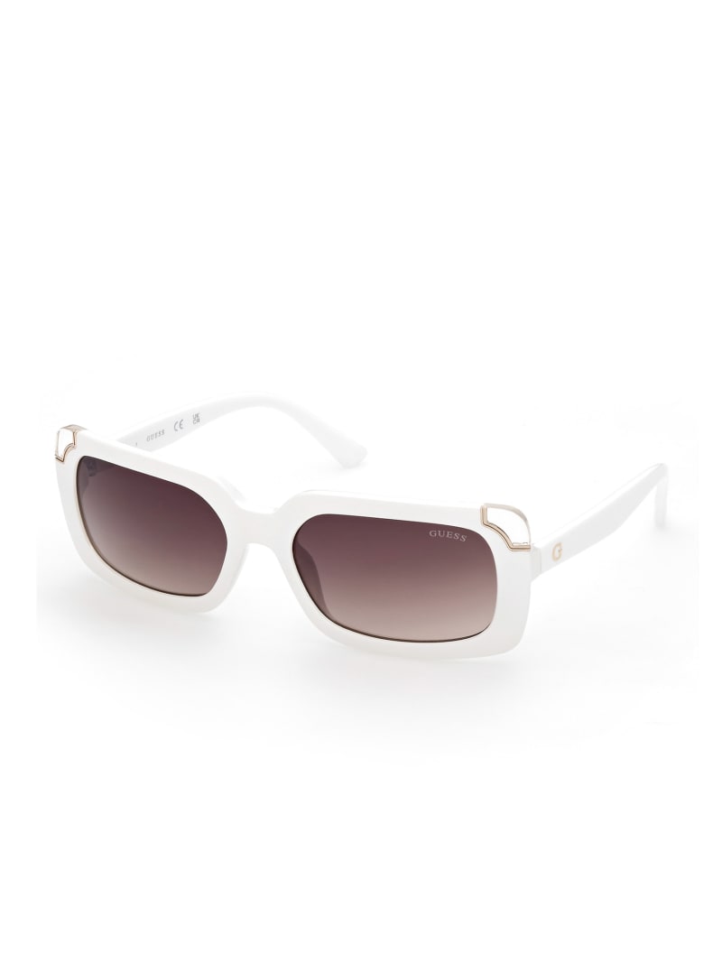 White Women's Guess Square Logo Sunglasses | 7436821-YF