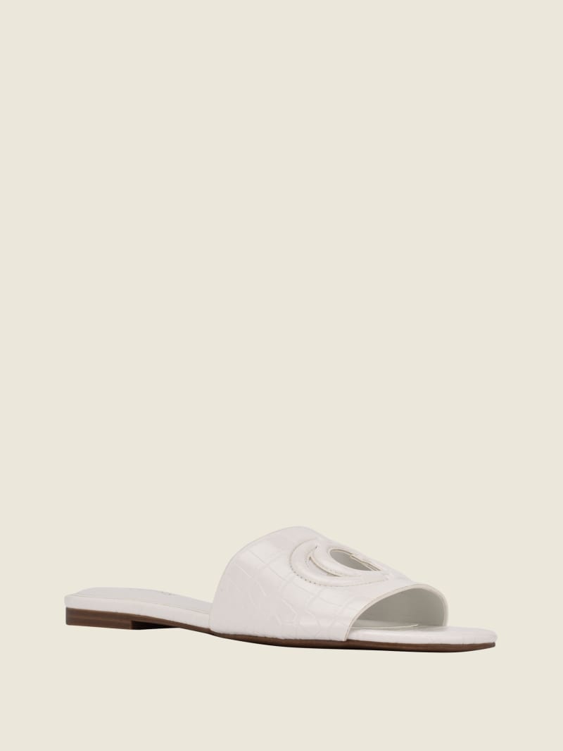 White Women\'s Guess Tashia Logo Slides | 4618357-IW